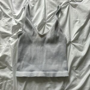 Gray Ribbed Knit Tank Top